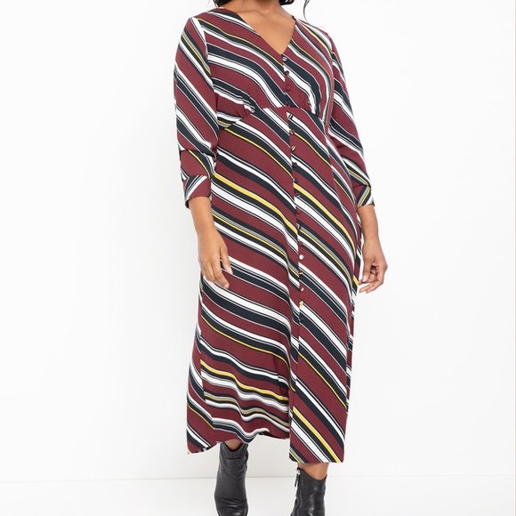 Eloquii Button Front Maxi Dress - Picture 1 of 4